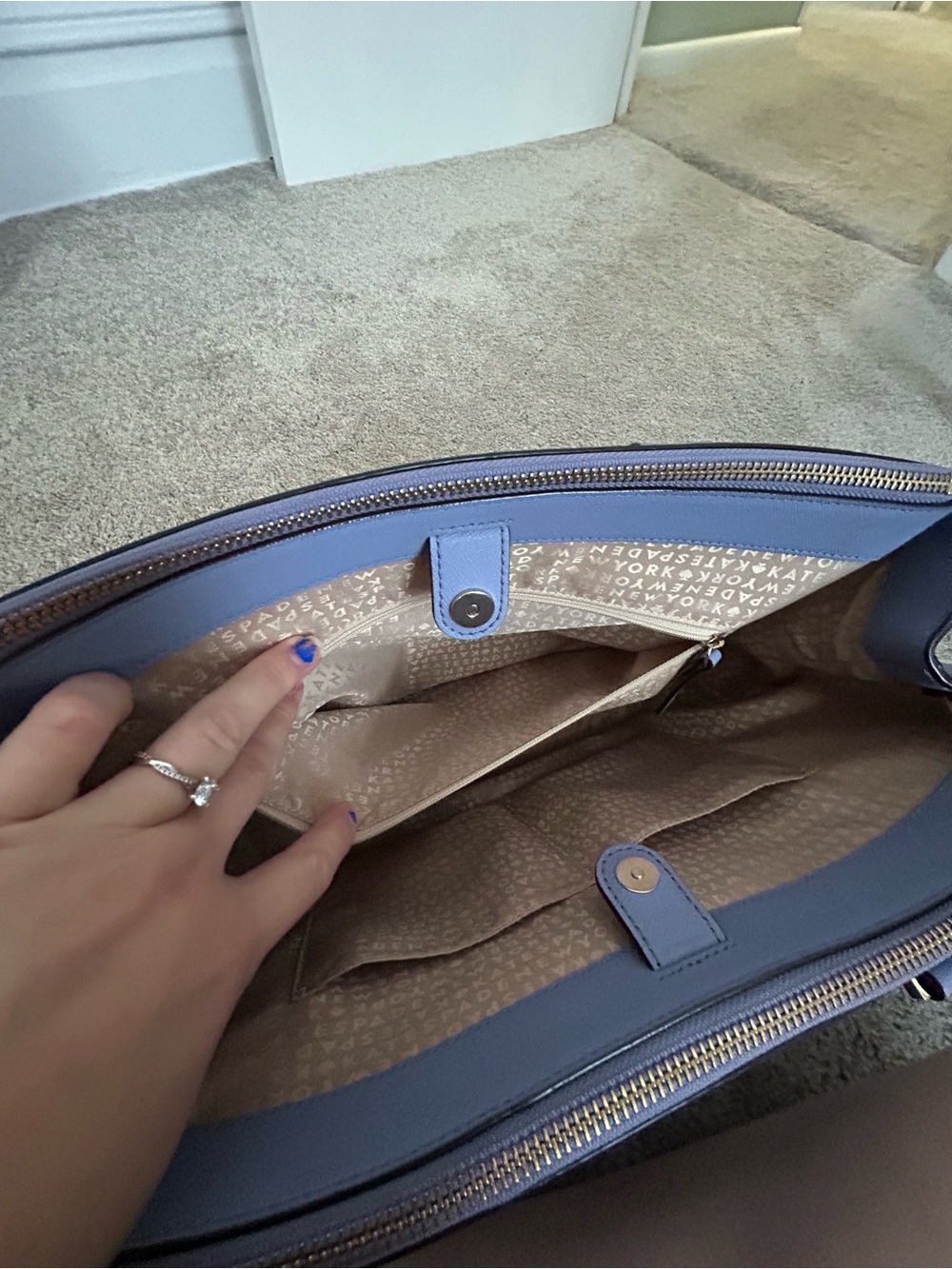 kate spade Periwinkle Leather Satchel Tote - Lavender Blue - Picture 13 of 16